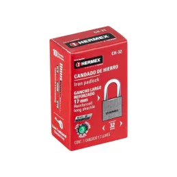 Candados 32mm S3 Hierro Hermex 43791 Hermex-Candados 32mm S3 Hierro Hermex 43791 Cuerpo de hierro en una sola pieza y gancho cor