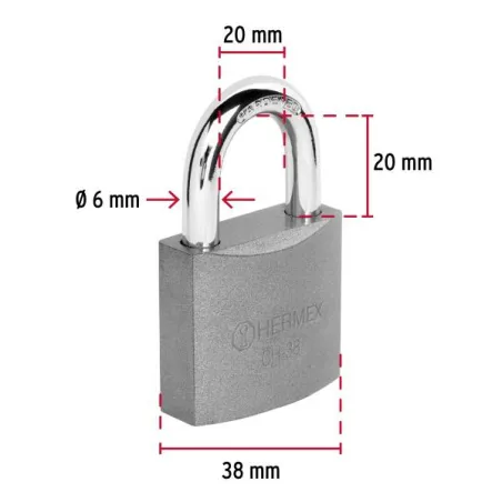  Candados 38mm S3 Hierro Hermex 43315 6.610169 Candados 38mm S3 Hierro Hermex 43315 Cuerpo de hierro en una sola pieza y gancho 