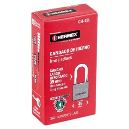 Candados 45mm S4 Hierro GanchoLargo 2llaves Hermex 43324 Hermex-Candados 45mm S4 Hierro GanchoLargo 2llaves Hermex 43324 Cuerpo 