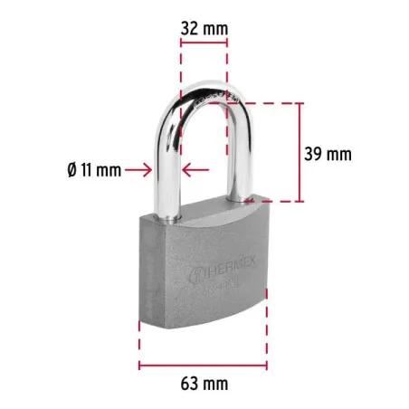 Candados 63mm S5 Hierro GanchoLargo 2llaves Hermex 43802