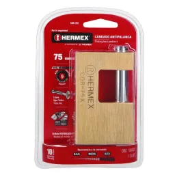 Candados Antipalanca 75mm S9 3Llaves Hermex 43353 Hermex-Candados Antipalanca 75mm S9 3Llaves Hermex 43353 Cuerpo de latón, acab