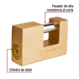 Candados Antipalanca 75mm S9 3Llaves Hermex 43353 Hermex-Candados Antipalanca 75mm S9 3Llaves Hermex 43353 Cuerpo de latón, acab