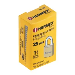 Candados 25mm S1 Hierro 2llaves Hermex 22528 Hermex-Candados 25mm S1 Hierro 2llaves Hermex 22528 Cuerpo de hierro con acabado co