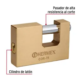 Candados Antipalanca 75mm S8 2Llaves Hermex 43357 Hermex-Candado Antipalanca 75mm Seguridad 8, cierre de balin incluye 2 Llaves 