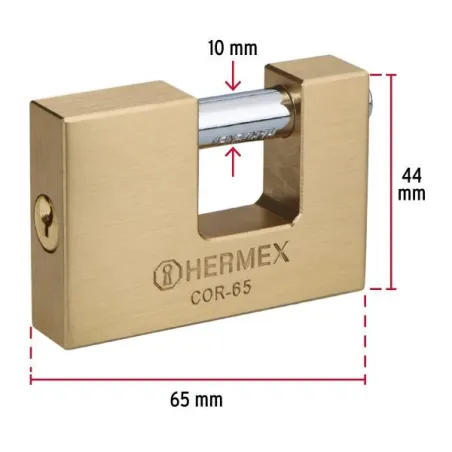 Candados Antipalanca 65mm S7 2Llaves Hermex 43356 Hermex-Candado Antipalanca 65mm Seguridad 7, cierre de balin incluye 2 Llaves 