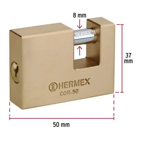  Candados Antipalanca 50mm S7 2Llaves Hermex 43355 22.881356 Candado Antipalanca 50mm Seguridad 7, cierre de balin incluye 2 Lla