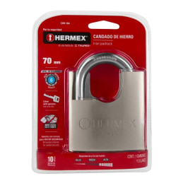 Candados Acorazado 70mm S6 Hierro 3llaves Anti-Ganzua Hermex 43003 Hermex-Candados Acorazado 70mm S6 Hierro 3llaves Anti-Ganzua 