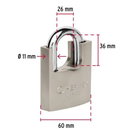 Candados Acorazado 60mm S6 Hierro 3llaves Anti-Ganzua Hermex 43314 Hermex-Candados Acorazado 60mm S6 Hierro 3llaves Anti-Ganzua 