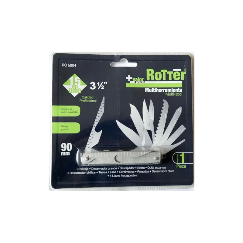 Multiherramientas 15 en 1 Multi-Tool 3-1/2" Rotter RO6804