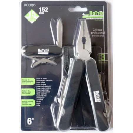  Alicates Multiherramientas 15 en 1 Multi-Tool 6" 3Piezas Rotter RO6805 7.288136 Multiherramientas 15 en 1 Multi-Tool 6" 3Piezas