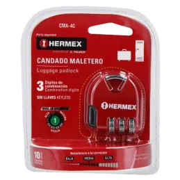 Candados de Combinacion 36mm S1 3Digitos Maletero Maleta Hermex 43351 Hermex-Candados de Combinacion 36mm S1 3Digitos Maletero M