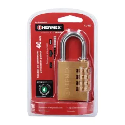 Candados de Combinacion 40mm S4 4Digitos Hermex 43348 Hermex-Candados de Combinacion 40mm S4 4Digitos Hermex 43348 Cuerpo de lat