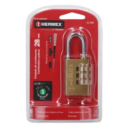 Candados de Combinacion 28mm S3 3Digitos Hermex 43347 Hermex-Candados de Combinacion 28mm S3 3Digitos Hermex 43347 Cuerpo de lat