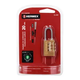Candados de Combinacion 20mm S2 3Digitos Hermex 43346 Hermex-Candados de Combinacion 20mm S2 3Digitos Hermex 43346 Cuerpo de lat