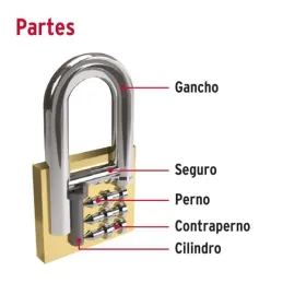 Candados 30mm S3 GanchoLargo 2llaves Hermex 23516 Hermex-Candados 30mm S3 GanchoLargo 2llaves Hermex 23516 Cuerpo de latón sólid