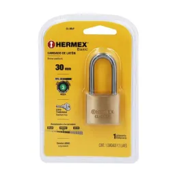 Candados 30mm S3 GanchoLargo 2llaves Hermex 23516 Hermex-Candados 30mm S3 GanchoLargo 2llaves Hermex 23516 Cuerpo de latón sólid