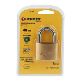 Candados 40mm S4 2llaves Hermex 23515 Hermex-Candados 40mm S4 2llaves Hermex 23515 Cuerpo de latón sólido con acabado pulido y g