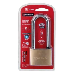 Candados 50mm S6 ExtraLargo 2llaves Hermex 43442 Hermex-Candados 50mm S6 ExtraLargo 2llaves Hermex 43442 Cuerpo de latón sólido 