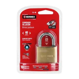 Candados 40mm S5 2llaves Hermex 43428 Hermex-Candados 40mm S5 2llaves Hermex 43428 Cuerpo de latón sólido con acabado pulido y g