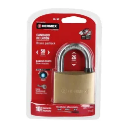Candados 50mm S6 2llaves Hermex 43430 Hermex-Candados 50mm S6 2llaves Hermex 43430 Cuerpo de latón sólido con acabado pulido y g