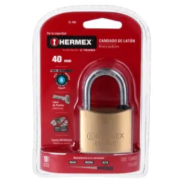 Candados 40mm S6 3llavesPuntos Hermex 43300 Hermex-Candados 40mm S6 3llavesPuntos Hermex 43300 Cuerpo de latón sólido acabado pu