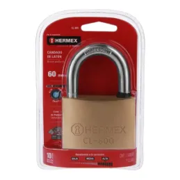 Candados 60mm S7 3llavesPuntos Hermex 43302 Hermex-Candados 60mm S7 3llavesPuntos Hermex 43302 Cuerpo de latón sólido acabado pu