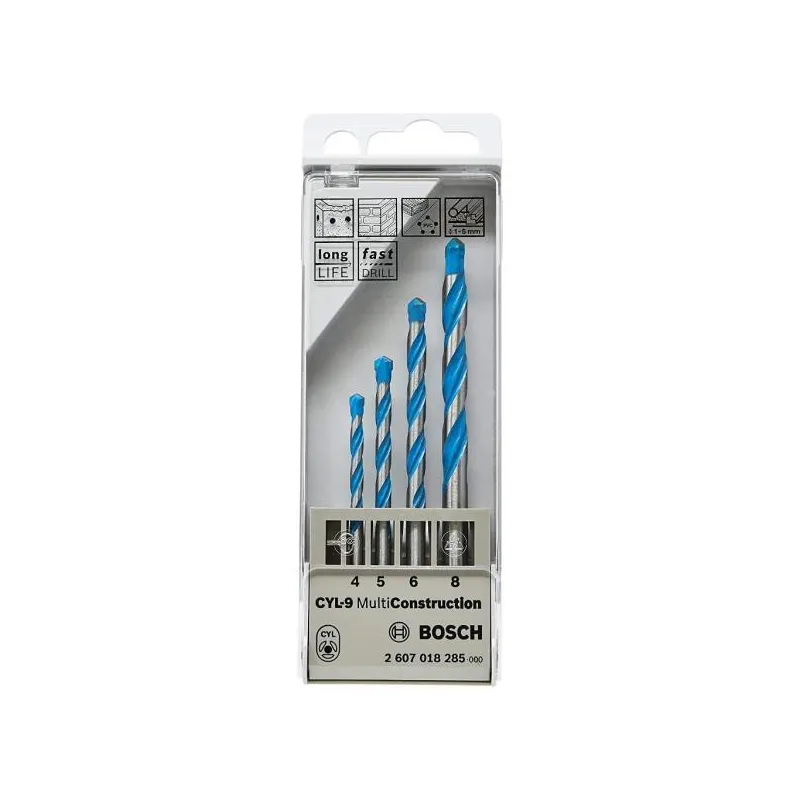 Juegos Brocas Multiconstruction 4,5,6,8mm 4pzas CYL-9 Bosch 2607018285