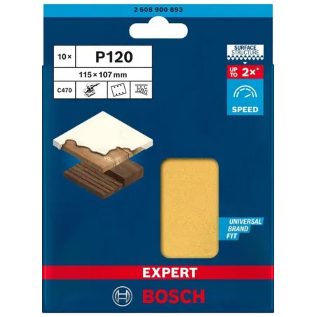  Hojas de Lijas 115x107mm G120 6Huecos x10u P/Orbital Expert Best Bosch 2608900893 18.559322 Hojas de Lijas 115x107mm G120 6Huec