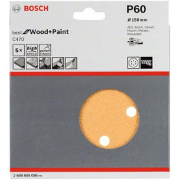 Discos de Lijas 150mm G60 6Huecos x5u Best for Wood&Paint C470 Bosch 2608605086
