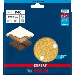 Discos de Lijas 150mm G40 6Huecos x5u Expert Best for Wood&Paint C470 Bosch 2608900813 Bosch-Discos de Lijas 150mm G40 6Huecos x