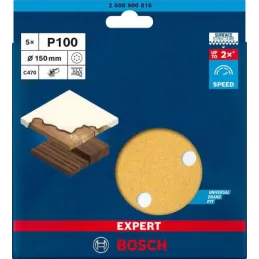 Discos de Lijas 150mm G100 6Huecos x5u Expert Best for Wood&Paint C470 Bosch 2608900816 Bosch-Discos de Lijas 150mm G100 6Huecos