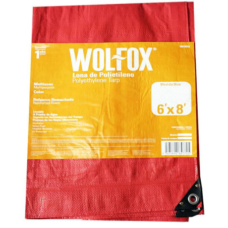 Lona 6x8" Rafia Polietileno Multiproposito Rojo Wolfox WF0019