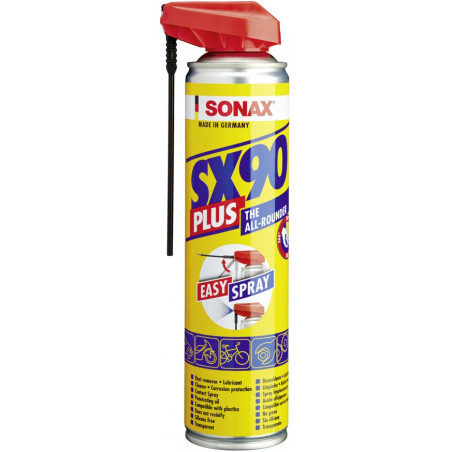 Lubricante SX90 PLUS Easy Spray Multiusos, Desoxidante Limpiacontacto Aflojatodo, Limpia protege y Lubrica, 400 ml, 474400 SONAX