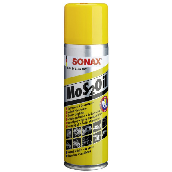Lubricante MoS2Oil NanoPro Spray, Desoxida Lubrica Limpia anticorrosivo Aflojatodo No Graso sin silicona, 300ml, 339200 SONAX
