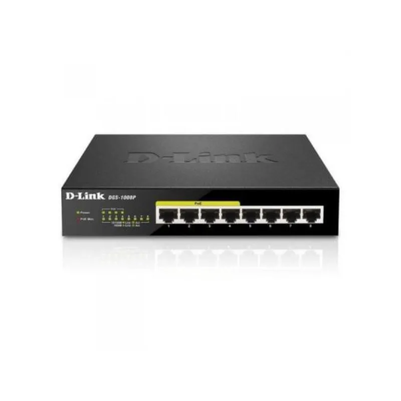 Switch D-Link DGS-1100-08P, Capa 2, 8 puertos RJ-45 LAN GbE, PoE, Auto MDI/MDIX.