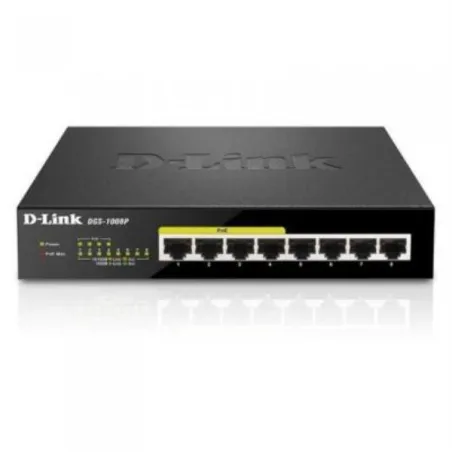 Switch D-Link DGS-1100-08P, Capa 2, 8 puertos RJ-45 LAN GbE, PoE, Auto MDI/MDIX.