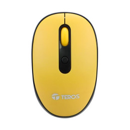 Mouse óptico inalámbrico Teros TE5075Y, color Negro Amarillo, 1600dpi USB.