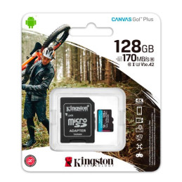 Memoria Flash microSDXC Kingston Canvas Go! Plus, 128GB con adaptador SD