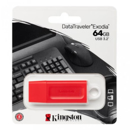Memoria Flash USB Kingston DataTraveler Exodia 64GB, USB3.2 Rojo