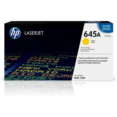 Cartucho Toner 645A Amarillo HP C9732A HP-Cartucho Toner 645A Amarillo HP C9732A Este cartucho funciona con: HP Color LaserJet 5