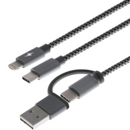 Cable USB Multifuncional USBA o C, Salida: 2 en 1 MicroUSB Lightning USBC Xtech XTC-560