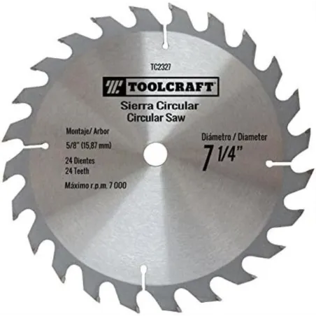 Discos Sierras Cirular 7-1/4" 16D E5/8" Madera Toolcraft TC2326 ToolCraft-Discos Sierras Cirular 7-1/4" 16D E5/8" Madera Toolcra