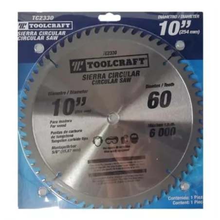  Discos Sierras Cirular 10" 60D E5/8" Madera Toolcraft TC2330 35.59322 Discos Sierras Cirular 10" 60D E5/8" Madera Toolcraft TC2