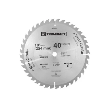 Discos Sierras Cirular 10" 40D E1" Madera Toolcraft TC2332 33.050847 Discos Sierras Cirular 10" 40D E1" Madera Toolcraft TC2332