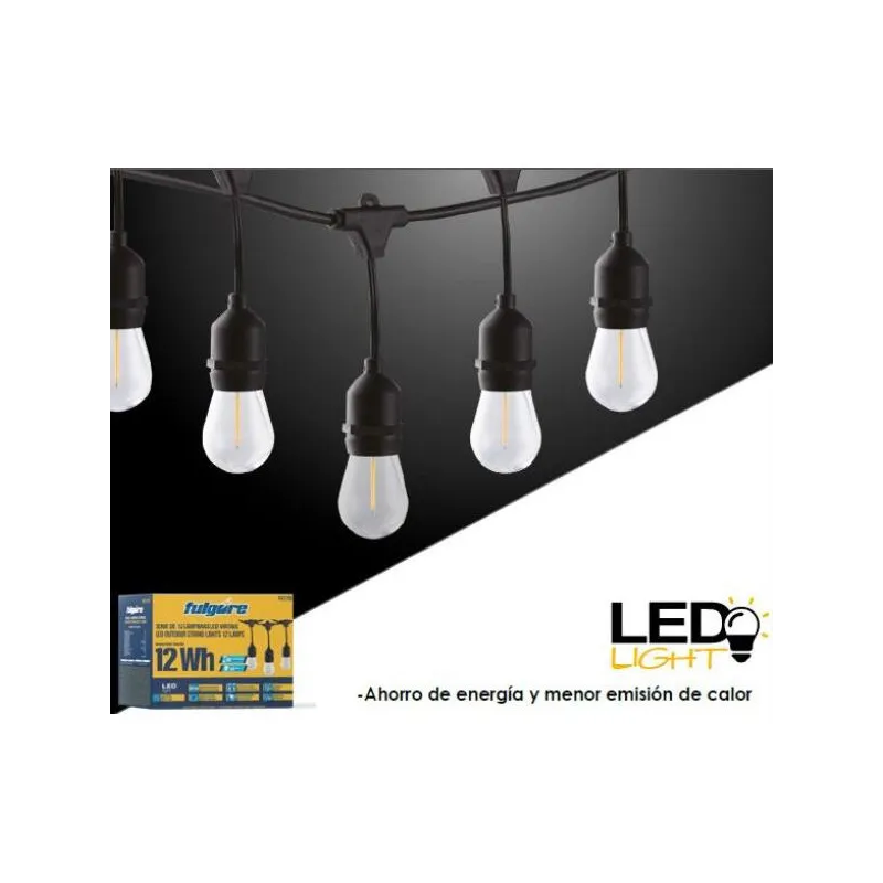 Focos en Serie 12 Lamparas LED Luces Vintage Fulgore FU1755