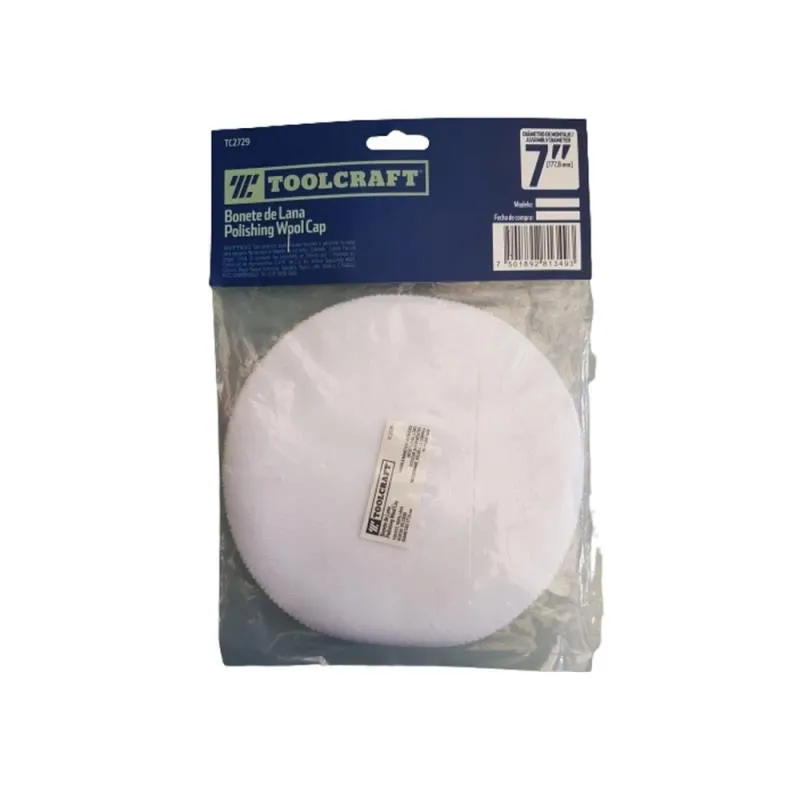 Bonete de Lana 7" Tipo Velcro Para Pulido Pintura Toolcraft TC2729