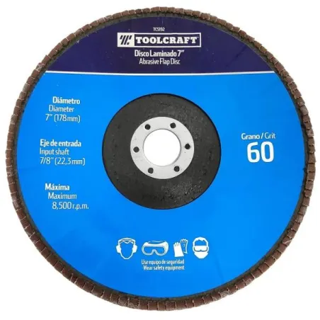  Discos Flat 7" G60 Laminado Debaste y Pulido Toolcraft TC5192 9.237288 Discos Flat 7" G60 Laminado Debaste y Pulido Toolcraft T