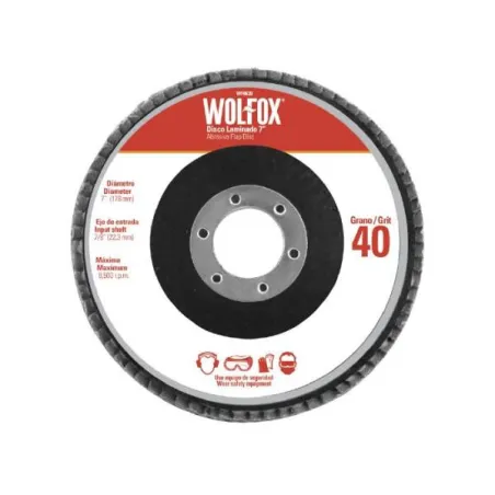 Discos Flat 7" G40 Laminado Debaste y Pulido Wolfox WF0639 WolFox-Discos Flat 7" G40 Laminado Debaste y Pulido Wolfox WF0639 -WF