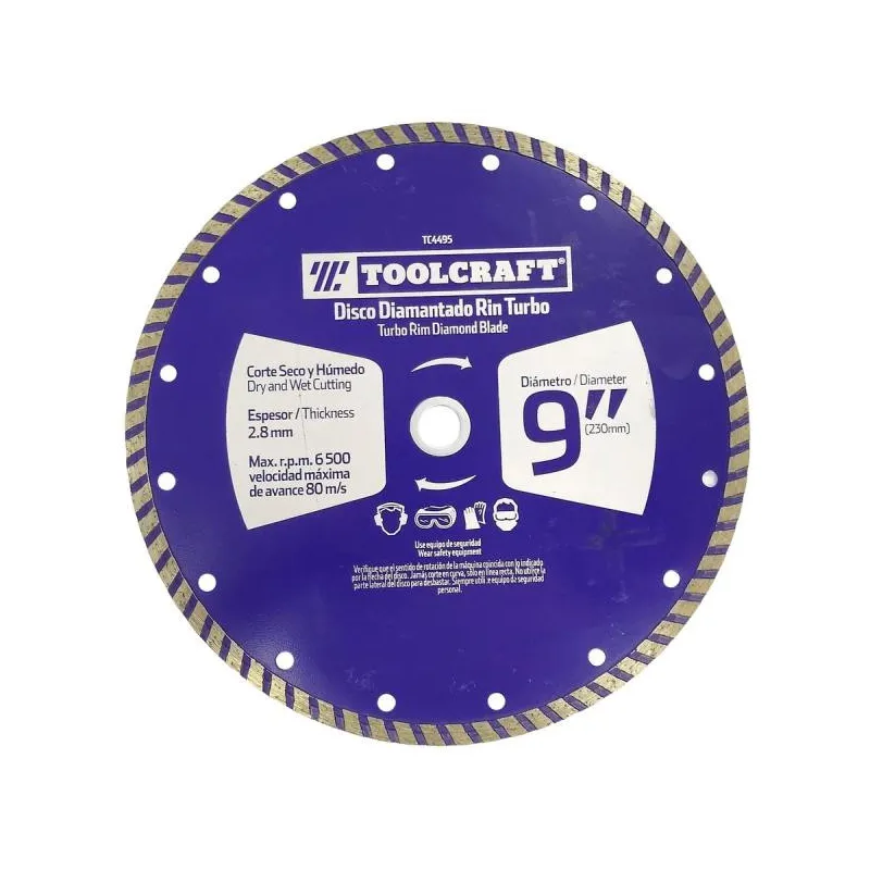 Discos Diamantado 9" Corte Turbo E7/8-5/8 Toolcraft TC4495