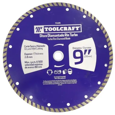  Discos Diamantado 9" Corte Turbo E7/8-5/8 Toolcraft TC4495 27.966102 Discos Diamantado 9" Corte Turbo E7/8-5/8 Toolcraft TC4495